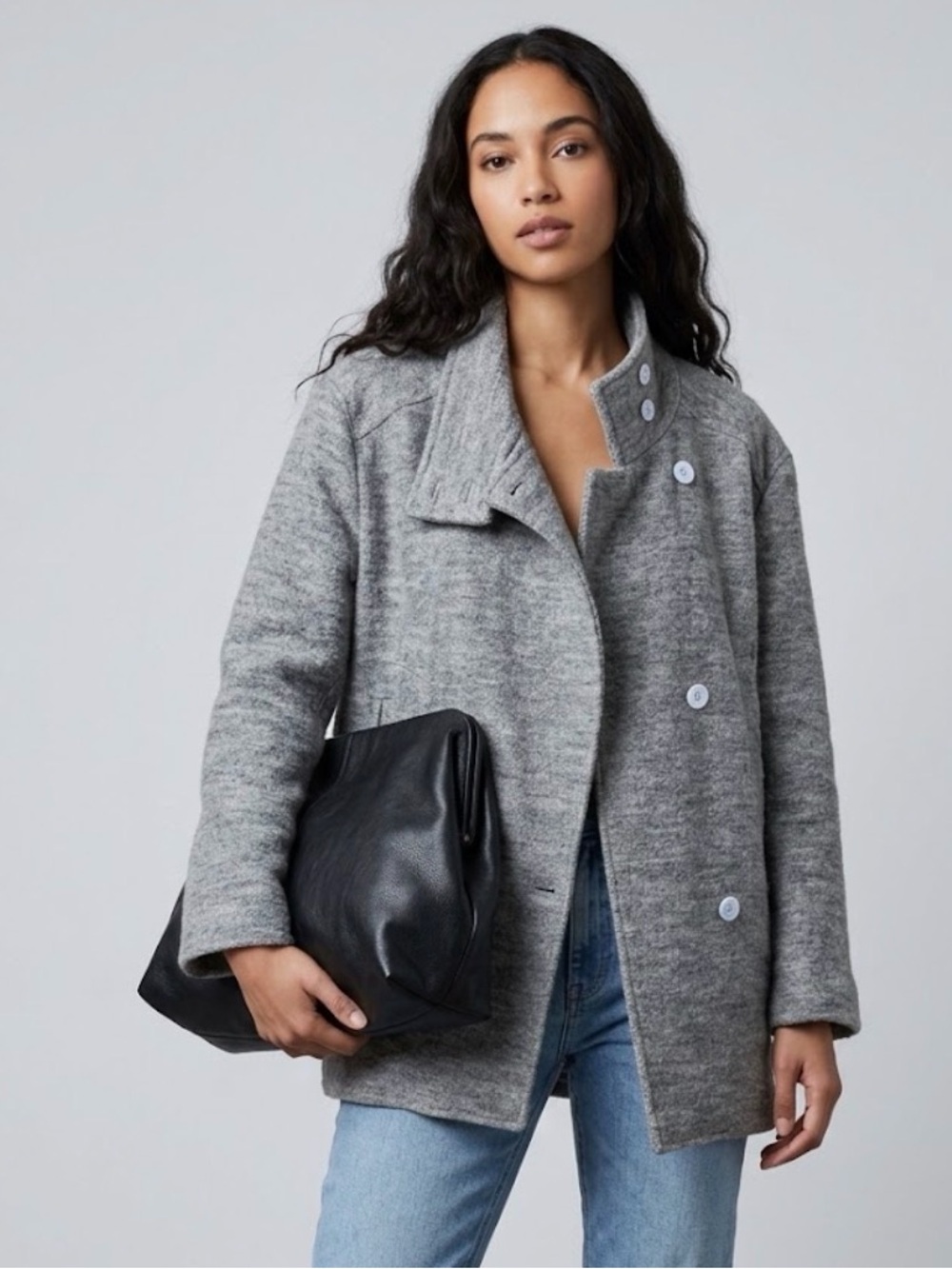 Ministry of Style Coat Womens M Gray Wool Blend Asymmetrical Mob Luxe Quiet Luxu